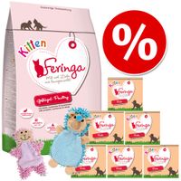 Feringa Kitten Start-Pakket Kattenvoer + Kattenspeeltje - - 400 g Droogvoer + 6 x 200 g Kip & Kalf