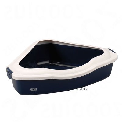 Eck-Katzentoilette mit Rand - - blau Preisvergleich