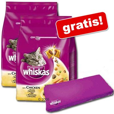 Whiskas Adult 2 x 4 kg + vensterbankkussen gratis! - - kip, groenten & Knackits met vleesvulling