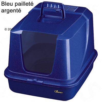 Maison de toilette pour chat Gimpet de Luxe- bleu pailleté argenté