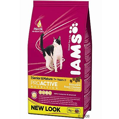 Croquettes pour chat Iams Senior & Mature riches en poulet- 2 x 10 kg