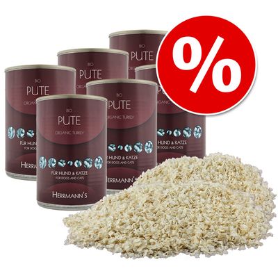 Herrmanns Bio-Paket 5 kg Reisflocken + 6 x 400g Fleisch pur - Schaf pur