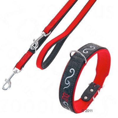 Karlie Set Nature Filz-Fuehrleine und Halsband - Halsband Groesse 50 + Leine 200 cm