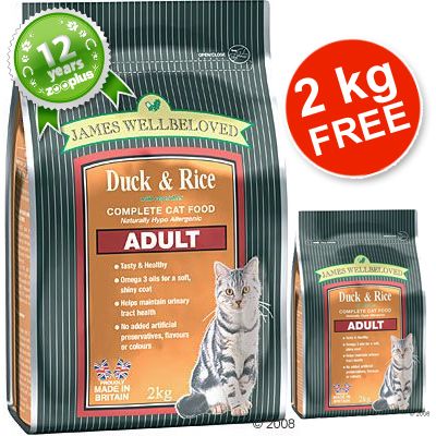 Large Bags James Wellbeloved Adult 10 2 kg Free Duck & Rice 102 kg
