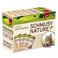 Schmusy Nature Mix Kattenvoer 12 x 100 g - - Kip, Rund, Kalkoen, Wild