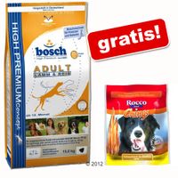 Sacco grande Bosch + 250 g Rocco Chings gratis! - - Junior Agnello & Riso (15 kg)