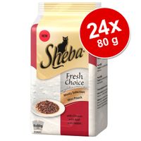 Sheba Mini Pouch Fresh Choice in Voordeelpakket Kat 24 x 50g - - Gevogelte Selectie