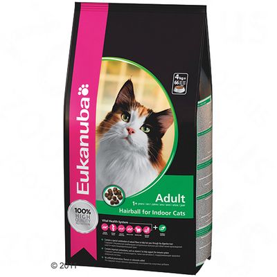Croquettes pour chat Eukanuba Adult Hairball, poulet & foie- 2 x 4 kg