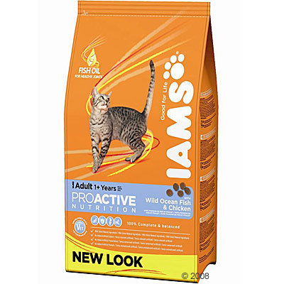 Croquettes pour chat Iams Adult, poisson de mer & poulet- 2 x 15 kg