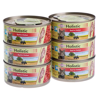 Porta 21 Holistic Katzenfutter 6 x 156 g - Thunfisch & Suesskartoffel mit Gemuese, Fruechten in Jelly
