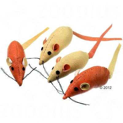 Souris pour chat en cuir synthétique avec menthe à chat- lot de 12 souris