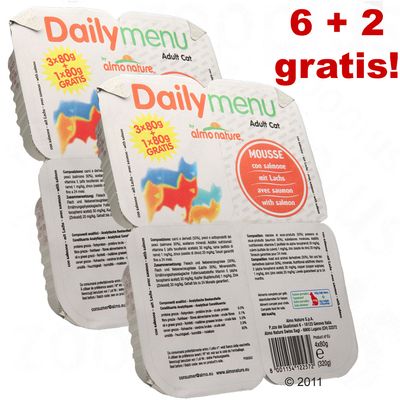 8 x 80 g Almo Nature Poker Cat Mousse, 6 + 2 gratis! - mit Lachs