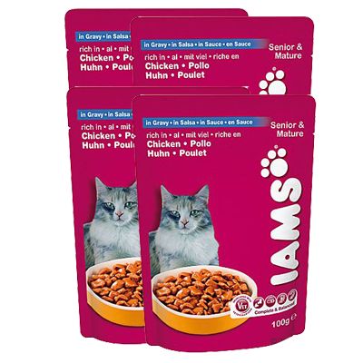 Iams/Eukanuba Probierpaket Iams Senior & Mature, Huhn in Sosse - 4 x 100 g