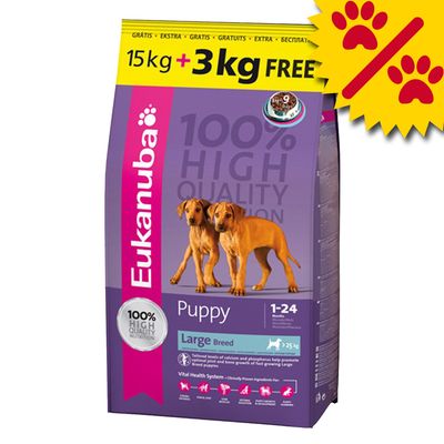 Iams/Eukanuba Bonuspack Eukanuba Puppy Grosse Rassen - 15 kg + 3 kg gratis