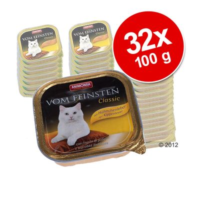 Lot varié Animonda vom Feinsten 32 x 100 g- classic - variétés au poisson et à la viande