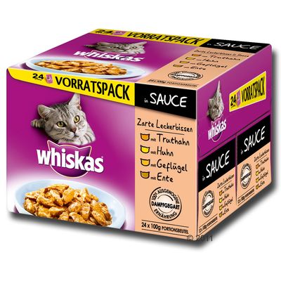 Sachets fraîcheur pour chat Whiskas 24 x 100 g- gourmandises tendres en sauce