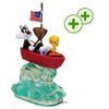 D�coration anim�e pour aquarium Titi & Grosminet en barque - L 11 x l 7,5 x H 18 cm environ