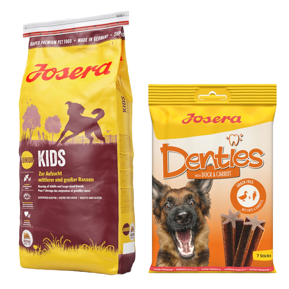 Josera pienso para perros + 180 g Denties con pato y zanahoria ¡gratis! - Daily Kids (15 kg)