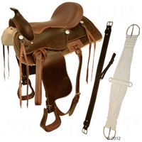 Westernsattel Set aus Leder - - normale Kammer (Semi Quarter)