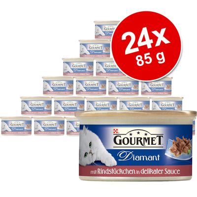 Lot économique: bouchées pour chat Gourmet Diamant 24 x 85 g- mini-filet de dinde en sauce