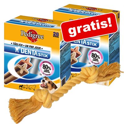 2 Multipack´s Pedigree Denta Stix + Spieltau gratis! - Multipack (2 x 28 Stueck) fuer junge & kleine Hunde
