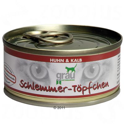 Grau Schlemmertoepfchen getreidefrei 6 x 100 g - Pute, Lachs & Makrele