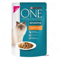 Purina One Sensitive Kattenvoer 6 x 85 g - - met Kip & Wortel