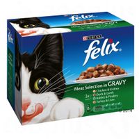 Felix Adult Brokjes in Saus Kattenvoer 12 x 100g - - Vleesselectie in Saus