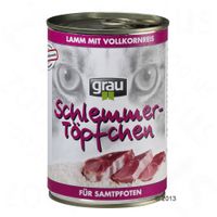 Grau bliksmulpotjes Kattenvoer 6 x 400 g - - hart & lever met volkorenrijst