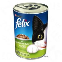 Felix in saus Kattenvoer 6 x 400 g, blikvoer - - konijn & kip