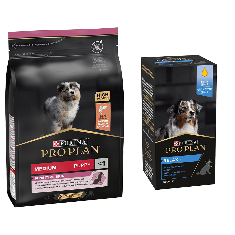 Purina Pro Plan 3 / 7 kg pienso + Adult & Senior Relax Supplement ¡gratis! - Medium Puppy OptiDerma salmón (3 kg) + aceite (500 ml)
Purina Pro Plan 3 / 7 kg pienso + Adult & Senior Relax Supplement ¡gratis! - Medium Puppy OptiDerma salmón (3 kg) + aceite (500 ml)
