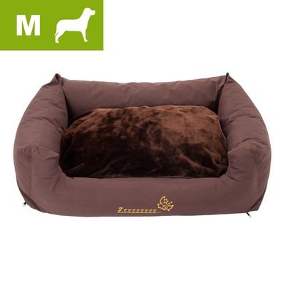 Hundebett SnooZzze brown mit Kissen, Groesse M - L 80 x B 65 x H 30 cm