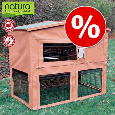 Sparset Trixie Hasenstall Natura 120 Modern + Schutzhuelle - L 123 x B 76 x H 96 cm + Schutzhuelle