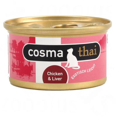 Boîtes pour chat Cosma Thai en gelée 6 x 85 g- poulet & crevette