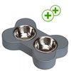 Gamelle double en simili cuir gris, 2 x 0,22 L - capacit� : 2 x 0,22 L - 12 cm de diam�tre