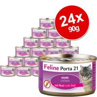 Feline Porta 21 Kattenvoer 24 x 90 g, voordeelpakket - - tonijn met sprot