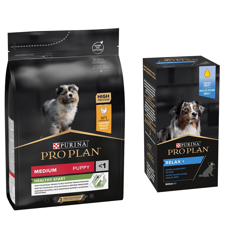 Purina Pro Plan 3 / 7 kg pienso + Adult & Senior Relax Supplement ¡gratis! - Medium Puppy OptiStart pollo (3 kg) + aceite (500 ml)
Purina Pro Plan 3 / 7 kg pienso + Adult & Senior Relax Supplement ¡gratis! - Medium Puppy OptiStart pollo (3 kg) + aceite (500 ml)