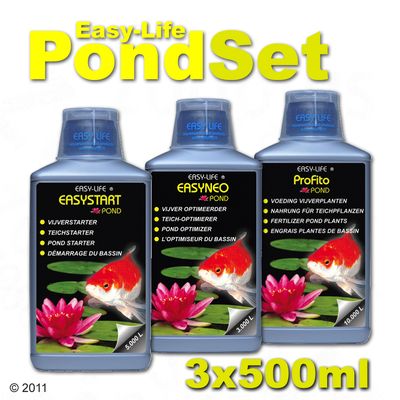EasyLife Pond Set - Gartenteichpflege - Gartenteich Wasserpflege Set, 3 x 500 ml
