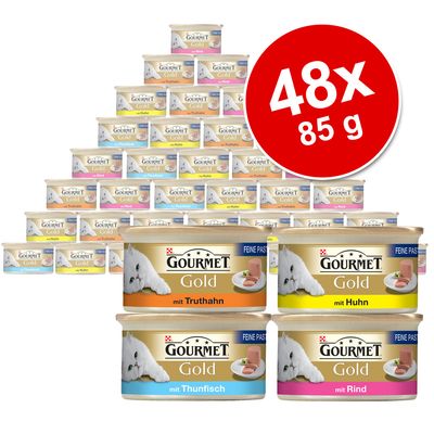 Gourmet Gold pâté en lot mixte 48 x 85 g- assortiment 2 : 4 saveurs (12 boîtes de chaque saveur)