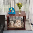 Cage d'intérieur pour chien avec bordures en bois