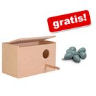 Casetta-nido in legno + Uova in plastica per nido gratis!