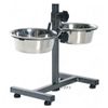 Comedero doble de acero con soporte