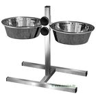 Comedero doble de acero con soporte