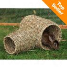 Double tunnel en herbe pour rongeur et lapin