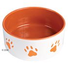 Gamelle en céramique, motifs oranges pattes de chiens