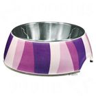 Gamelle en mélamine et inox, motif zébré violet