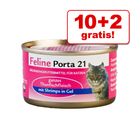 10 + 2 gratis! 12 x 156 g Feline Porta 21 Nassfutter