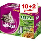 10 + 2 gratis! 12 x 100 g Whiskas Bio in bustina