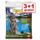 3 + 1 gratis! 4 x 15 kg Tigerino Canada Katzenstreu