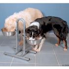 Height-adjustable Dog Bowl Stand with Stainless Steel Bowls